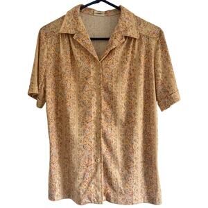 Vintage Inspired Retro Floral Button Up Blouse 70s Boho‎